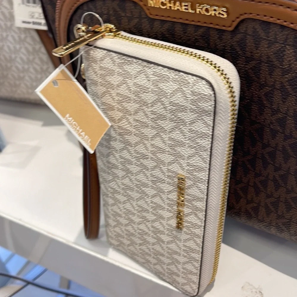 Michael Kors MK Signature Large Flat Multi-Function Phone Case Wallet Wristlet